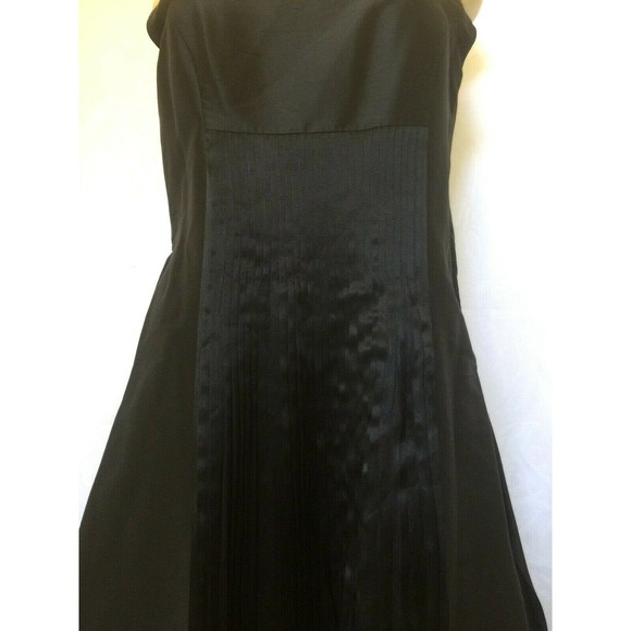 Lafayette 148 Taffeta Dress Fit Flare Black Belted - Picture 6 of 6
